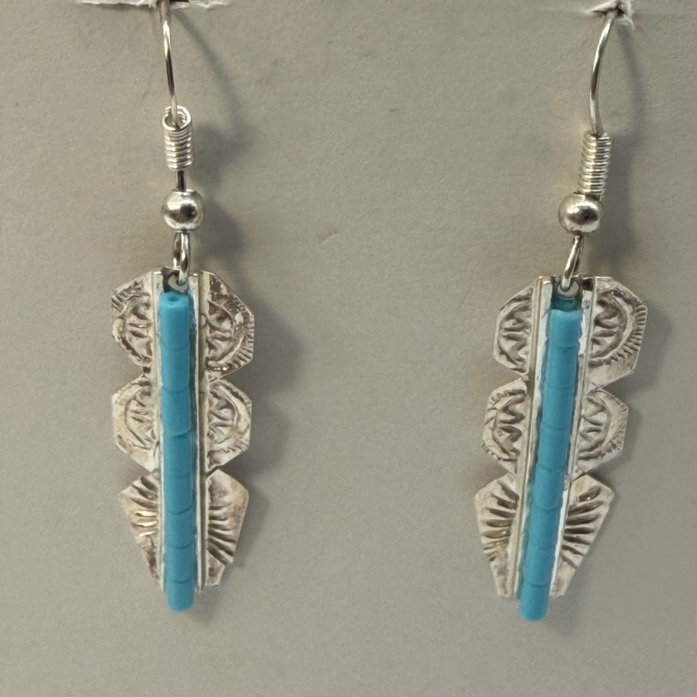 Silver & Turquoise Beads Drop Earrings NWT